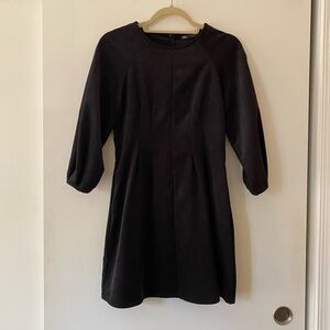 Zara Black Corduroy Women's Mini Dress with Puffy Sleeves